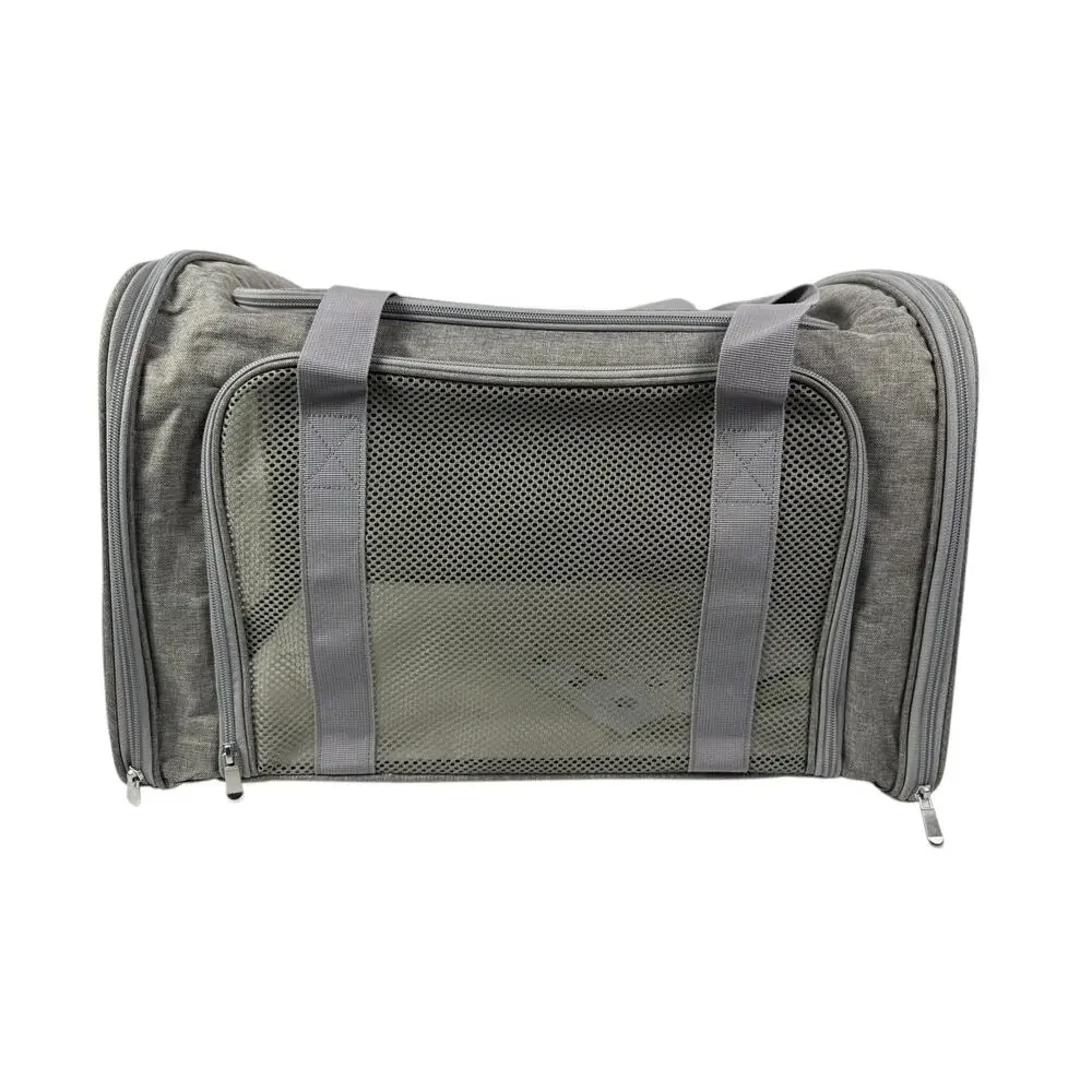New Collapsing Cat Carrier for Large Cats Gray with shoulder strap